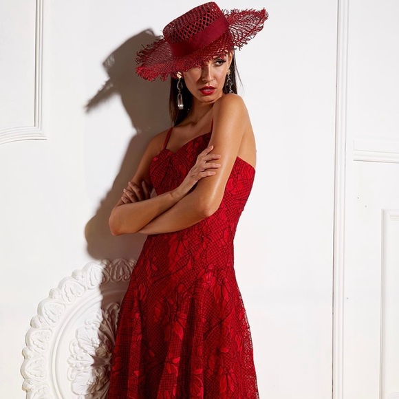 Mossman “You’re So Vain” Red Midi Cocktail Dress - Picture 2 of 8